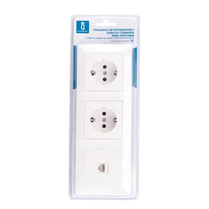 Aigostar - Presa Ethernet e 2 prese SCHUKO con cornice bianca
