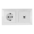 Aigostar - Presa Ethernet e presa Schuko con cornice, bianca