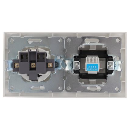 Aigostar - Presa Ethernet e presa Schuko con cornice, bianca