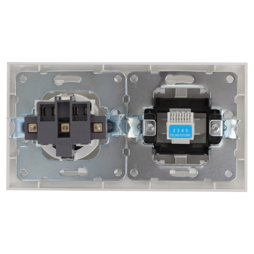 Aigostar - Presa Ethernet e presa Schuko con cornice, bianca