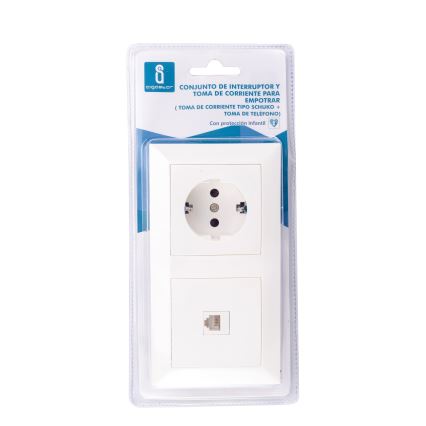 Aigostar - Presa Ethernet e presa Schuko con cornice, bianca