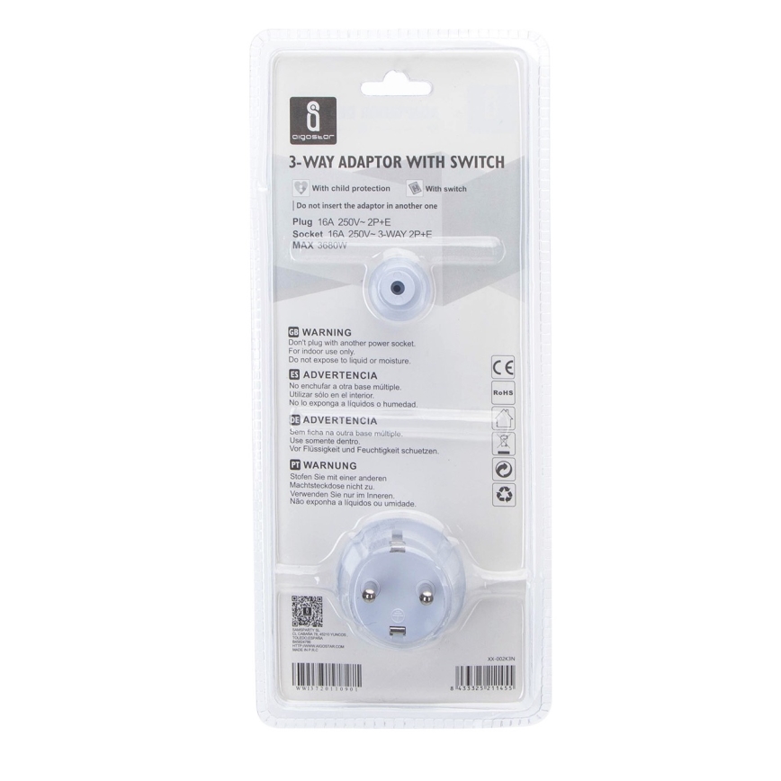 Aigostar - Multipresa con interruttore 3x16A/230V SCHUKO