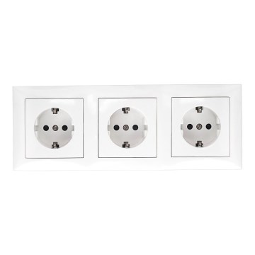 Aigostar - Presa tripla da parete con cornice SCHUKO 230V, bianca