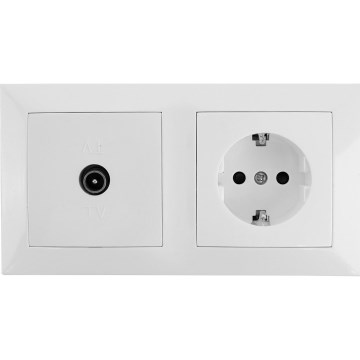 Aigostar - Presa TV e presa SCHUKO 230V con placca bianca