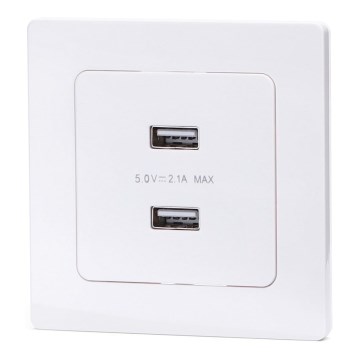 Aigostar - Presa USB da parete con cornice, 2 porte USB-A, bianca