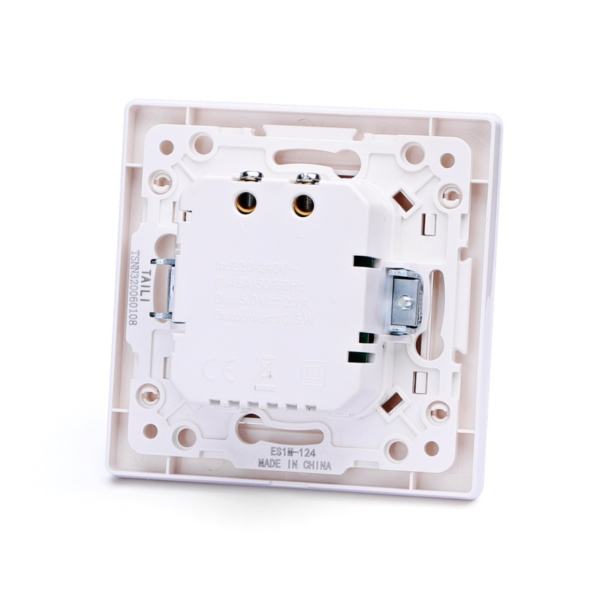 Aigostar - Presa USB da parete con cornice, 2 porte USB-A, bianca