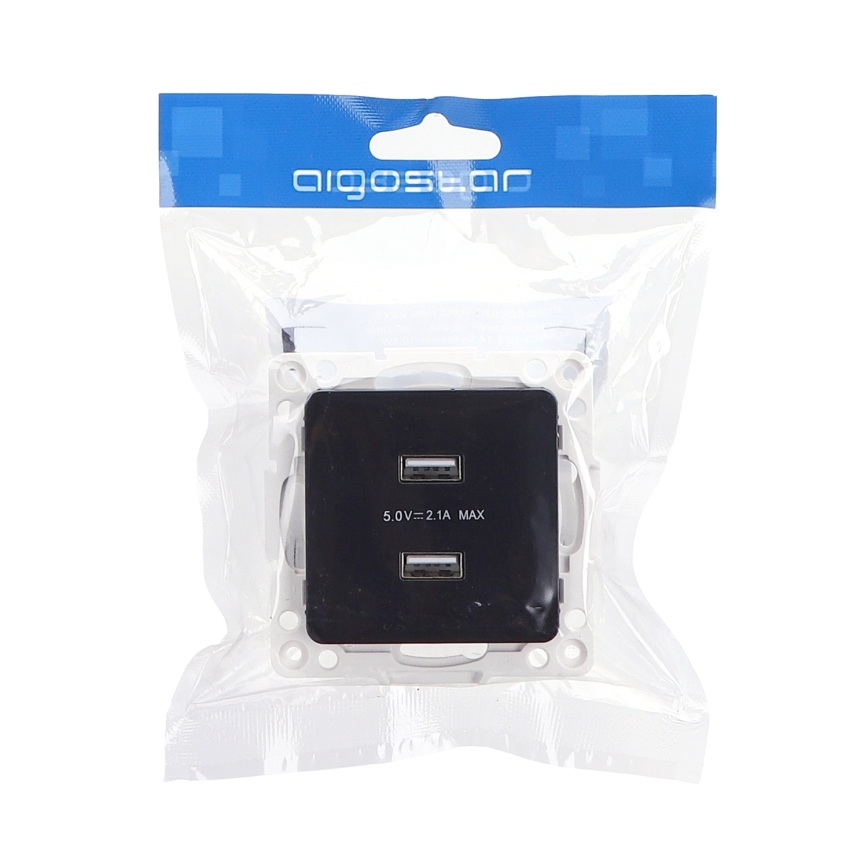 Aigostar - presa USB senza cornice, 2 porte USB-A, nera
