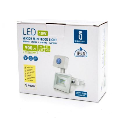 Aigostar - Proiettore LED con sensore LED/10W/230V 4000K IP65 bianco