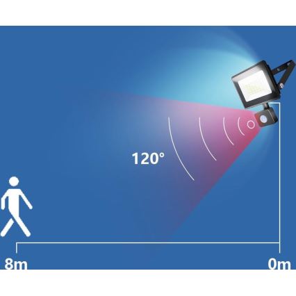 Aigostar - Proiettore LED con sensore LED/50W/230V 4000K IP65 nero