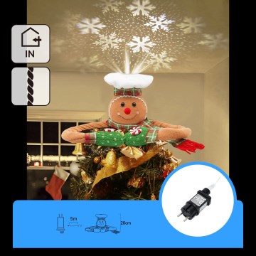 Aigostar - Proiettore natalizio a LED con proiezione di fiocchi di neve LED/5W/230V bianco freddo pan di zenzero