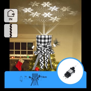 Aigostar - Proiettore natalizio LED di fiocchi di neve LED/5W/230V bianco freddo nero/bianco