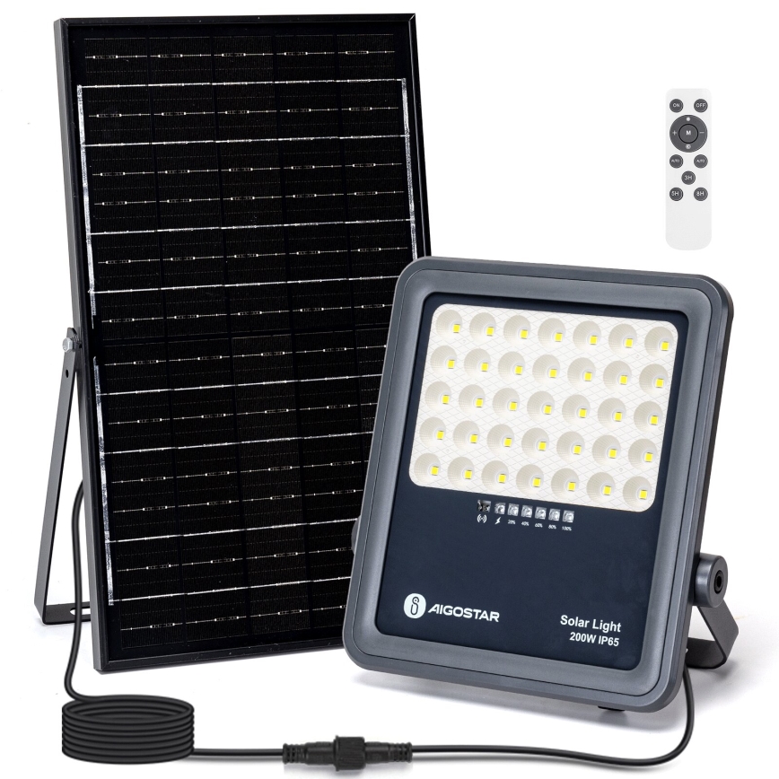 Aigostar - Proiettore solare LED dimmerabile LED/200W/3,4V IP65 15000 mAh + telecomando