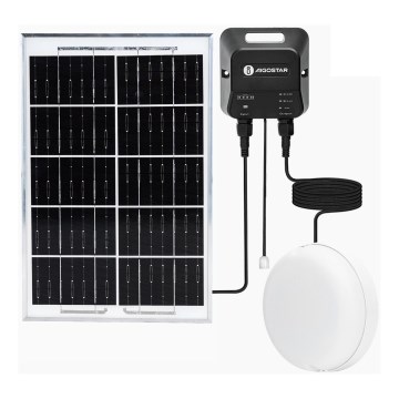 Aigostar - Proiettore solare LED 70W/12V, batteria 6000 mAh, 6500K, IP65, Ø 20,5 cm, con telecomando