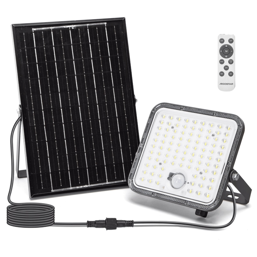 Aigostar - Faretto solare LED dimmerabile con sensore LED/120W/3,4V 6500K IP66 8000 mAh + telecomando
