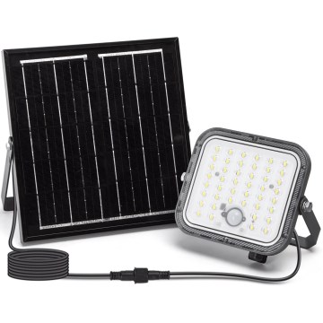 Aigostar - Proiettore solare LED dimmerabile con sensore LED/80W/3,4V 6500K IP66 4000 mAh + telecomando