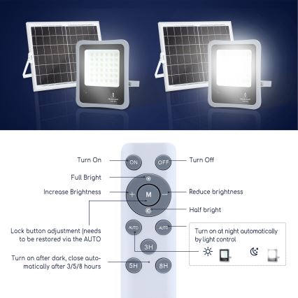 Aigostar - Proiettore solare LED dimmerabile LED/30W/3,2V IP67 + tc