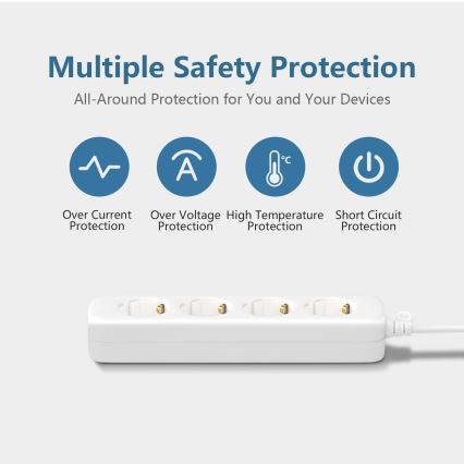 Aigostar - Prolunga 4Z Tipo F 1,5m bianco SCHUKO