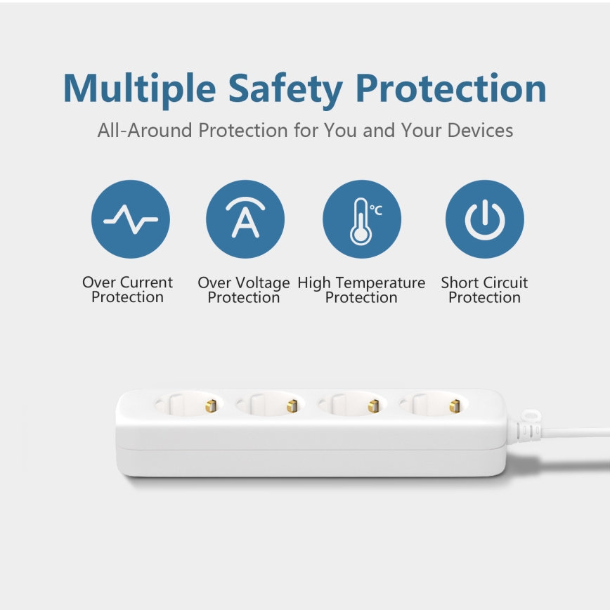 Aigostar - Prolunga 4Z Tipo F 1,5m bianco SCHUKO