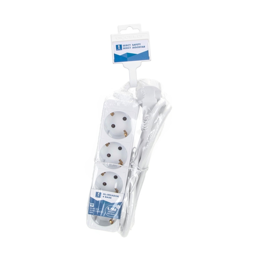 Aigostar - Prolunga 4Z Tipo F 1,5m bianco SCHUKO