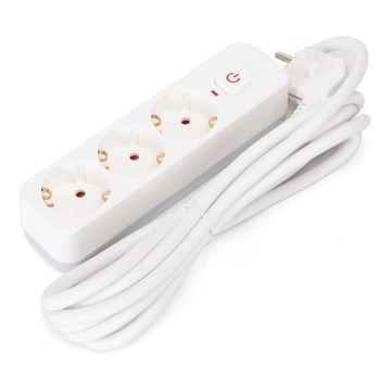 Aigostar - Prolunga con interruttore 3 prese Tipo F 3m SCHUKO bianco
