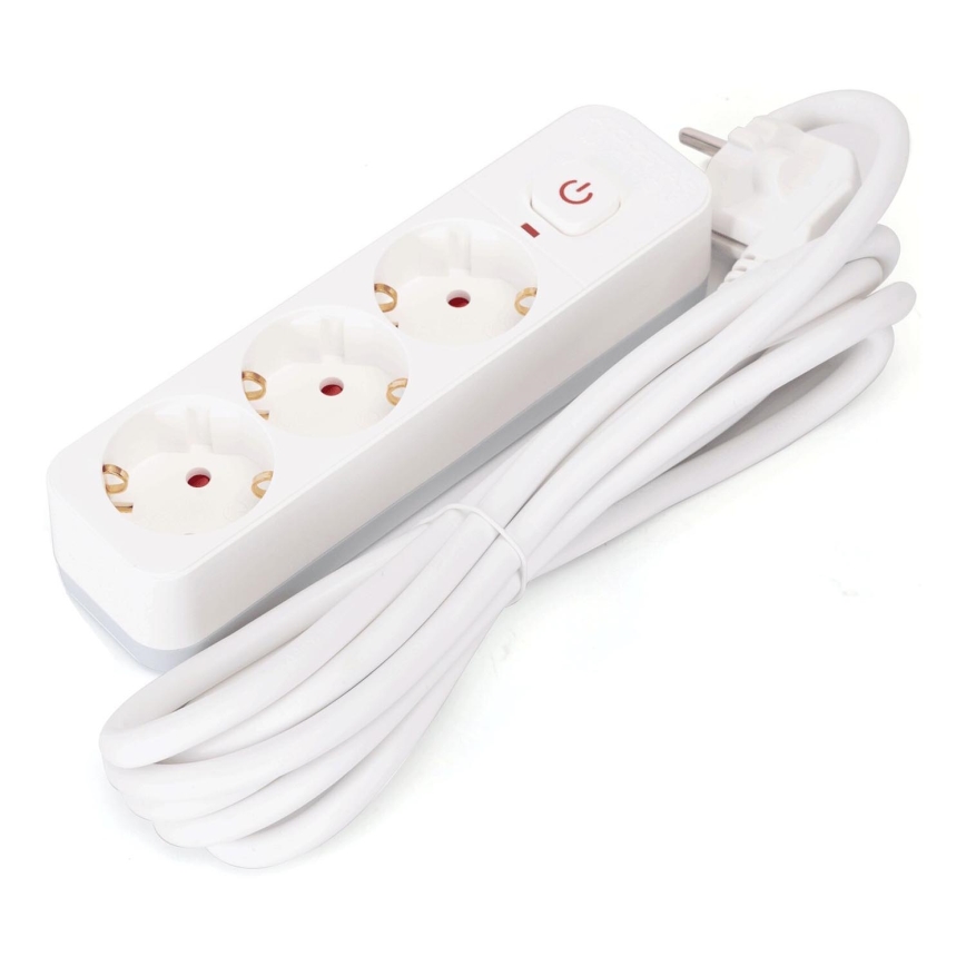 Aigostar - Prolunga con interruttore 3 prese Tipo F 3m SCHUKO bianco