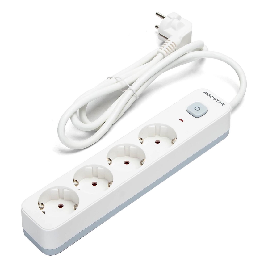 Aigostar - Prolunga con interruttore 4 prese Tipo F 1,5m SCHUKO bianco
