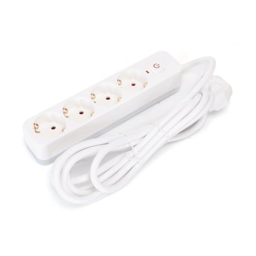 Aigostar - Prolunga con interruttore 4 prese Tipo F 3m SCHUKO bianco