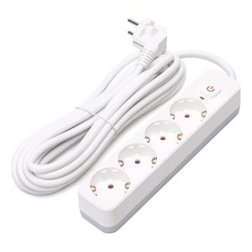 Aigostar - Prolunga con interruttore 4 prese Tipo F 5m SCHUKO bianco