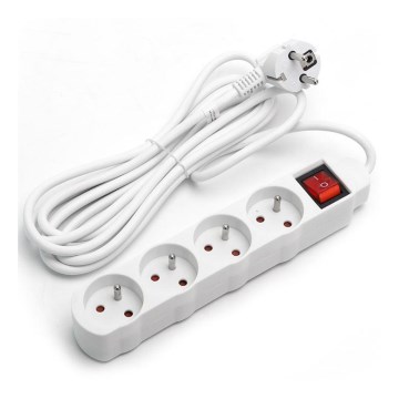 Aigostar - Prolunga con interruttore 4Z 3m bianco