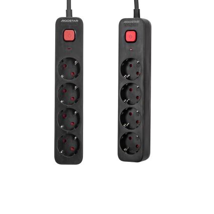 Aigostar - Prolunga con interruttore 4Z Tipo F 1,5m nero