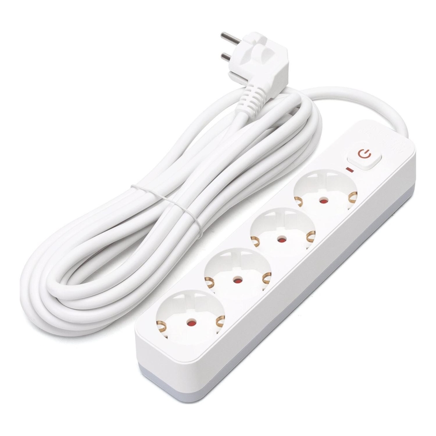 Aigostar - Prolunga con interruttore 4Z Tipo F 5m bianco
