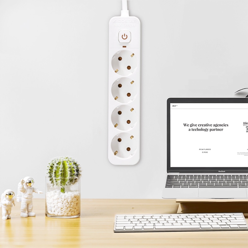 Aigostar - Prolunga con interruttore 4Z Tipo F 5m bianco