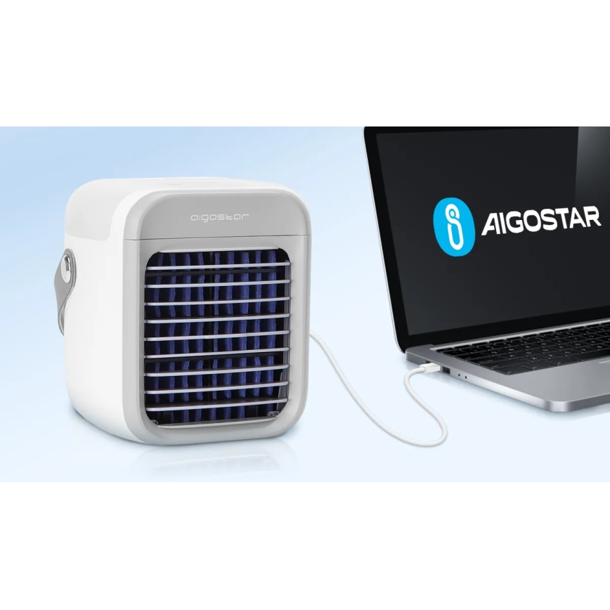Aigostar - Raffrescatore d'aria portatile 8W/5V bianco