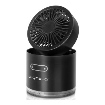Aigostar - RGB Wireless mini tavolo ventilatore con effetto nebbia MIST 10W/5V nero