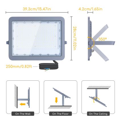 Aigostar - Riflettore LED LED/200W/230V grigio 6500K IP65