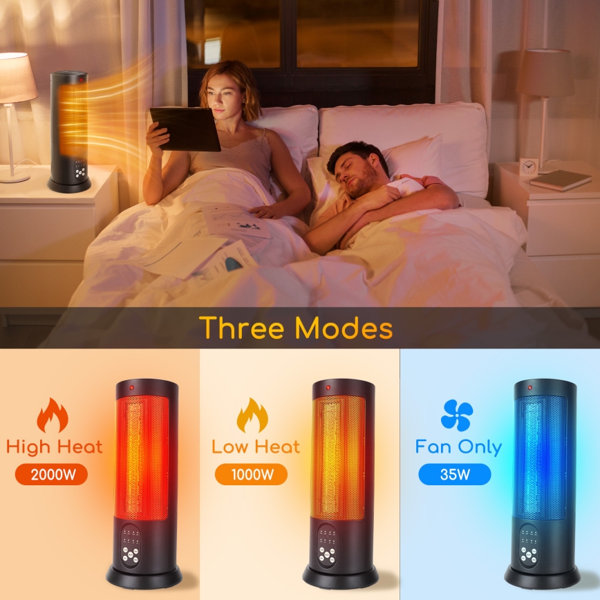 Aigostar - Riscaldatore elettrico 1500W/230V + telecomando