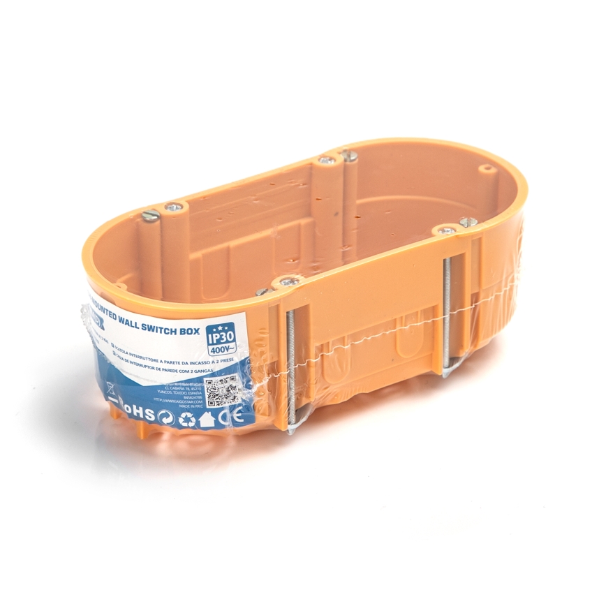 Aigostar - Scatola di montaggio doppia da incasso, colore arancione