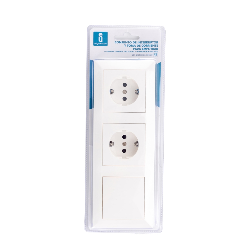 Aigostar - SET 2x Presa domestica con interruttore 2x16A/250V SCHUKO