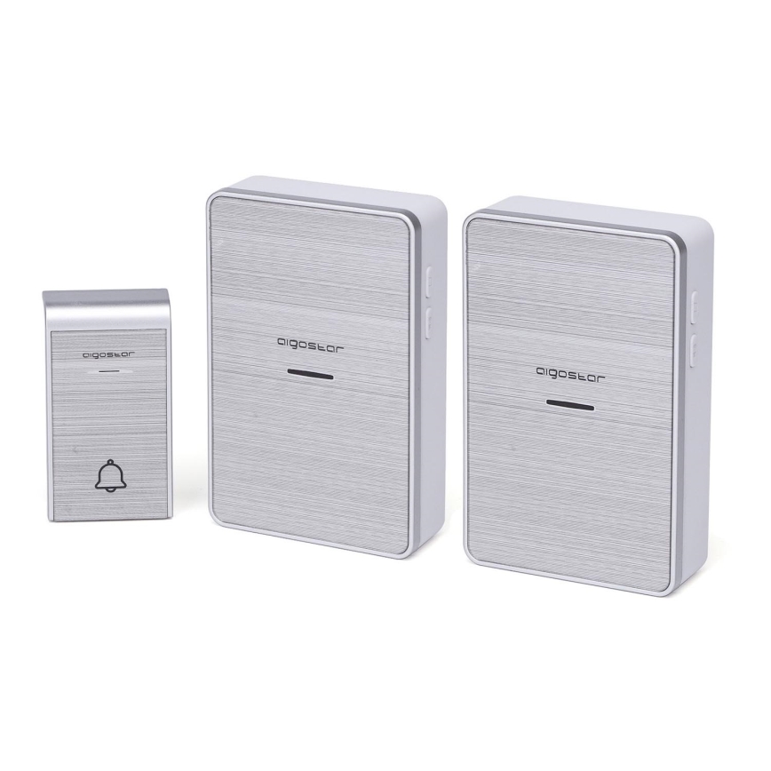 Aigostar - SET 2x Campanello wireless 3xAA IP44 argento