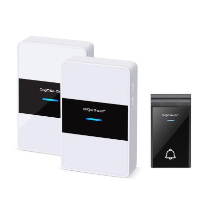 Aigostar - SET 2x Campanello wireless 3xAA IP44 bianco/nero