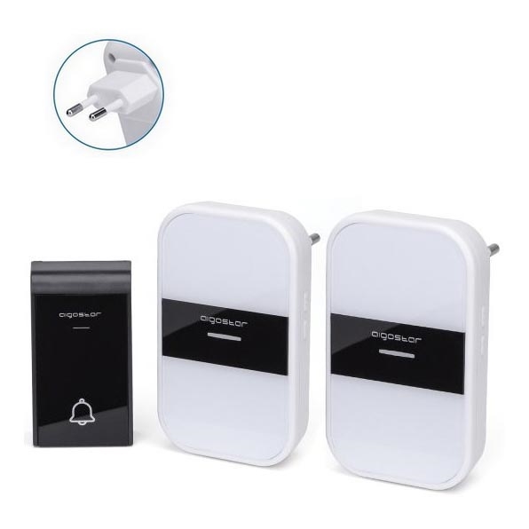 Aigostar - SET 2x Campanello Wireless con presa 230V IP44 bianco/nero