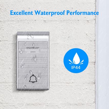 Aigostar - SET 2x Campanello wireless con spina integrata 230V/12V IP44 argento