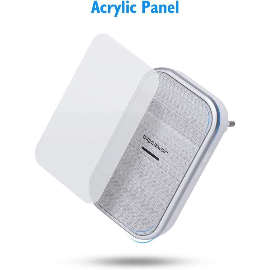 Aigostar - SET 2x Campanello wireless con spina integrata 230V/12V IP44 argento