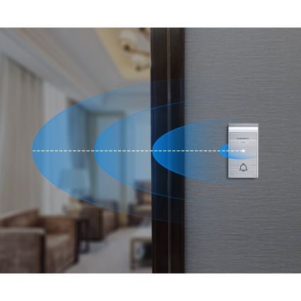 Aigostar - SET 2x Campanello wireless con spina integrata 230V/12V IP44 argento