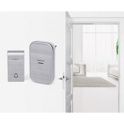 Aigostar - SET 2x Campanello wireless con spina integrata 230V/12V IP44 argento