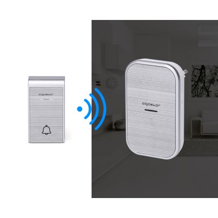 Aigostar - SET 2x Campanello wireless con spina integrata 230V/12V IP44 argento