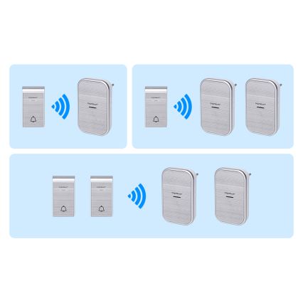 Aigostar - SET 2x Campanello wireless con spina integrata 230V/12V IP44 argento