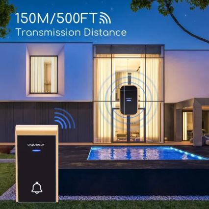 Aigostar - SET 2x Campanello Wireless presa 230V IP44 nero/rame