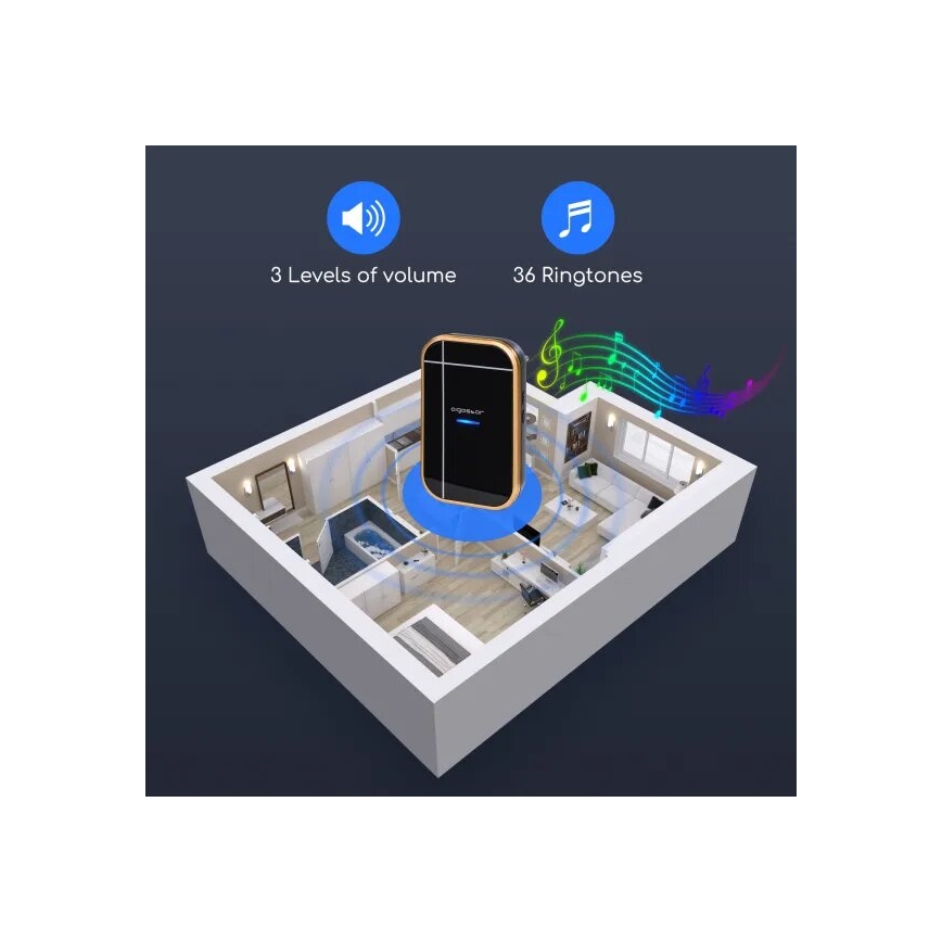 Aigostar - SET 2x Campanello Wireless presa 230V IP44 nero/rame