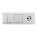 Aigostar - SET 2x Interruttore 2 bottoni con presa 1x16A/250V SCHUKO